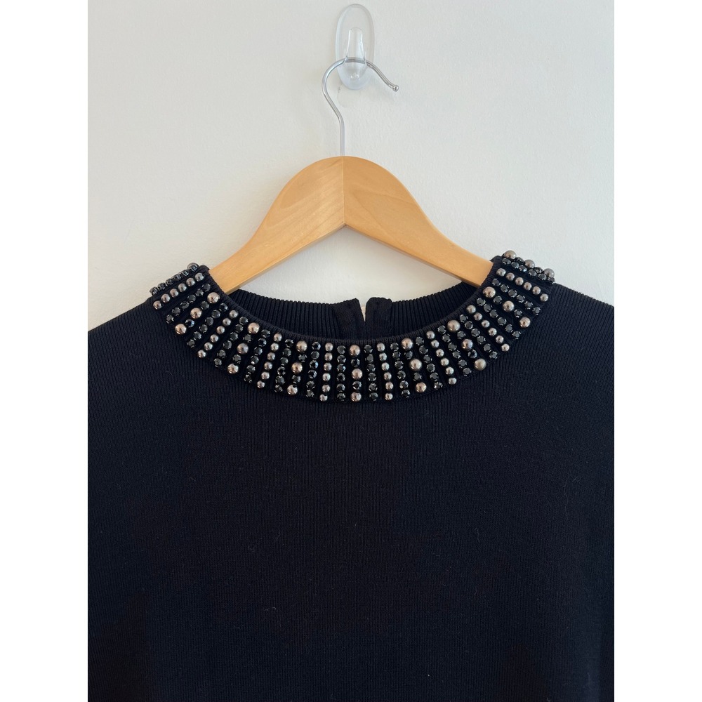 NWT Talbots Black Embellished Beaded Neck Knit Top LP Quiet Luxury Business - Picture 7 of 12